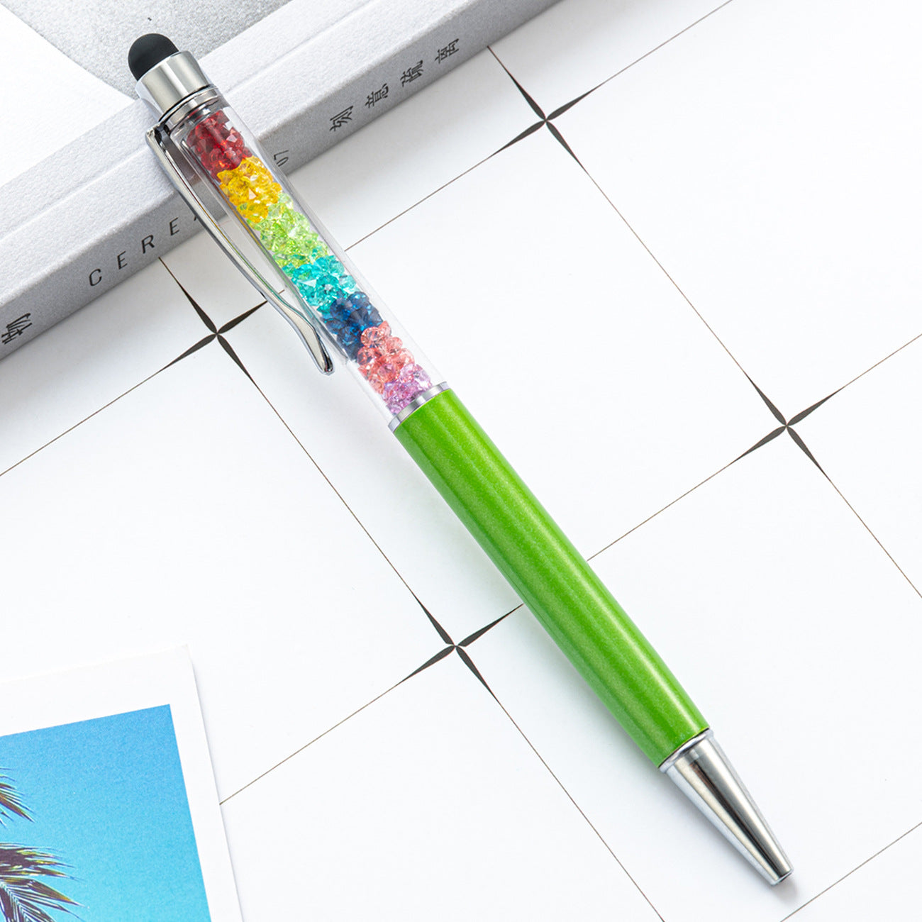 Bolígrafo capacitivo de la pantalla táctil de diamante de color de cristal de metal al por mayor